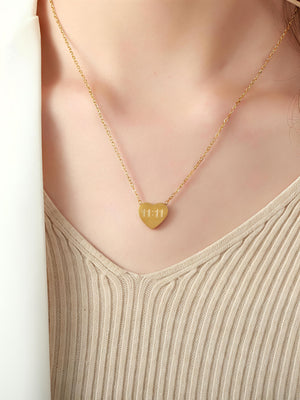 11:11 Engraved Heart Necklace – Anti-Tarnish, Non-Fading Jewellery