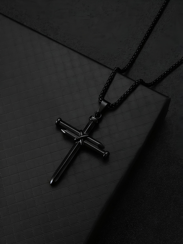 Cross Pendant (Black) | Anti-Tarnish | Non-Fading | Pendant Necklace for Men