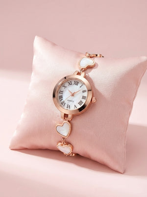 Heart-Link Watch Bracelet – Women’s Premium Jewellery – Anti-Tarnish, Non-Fading